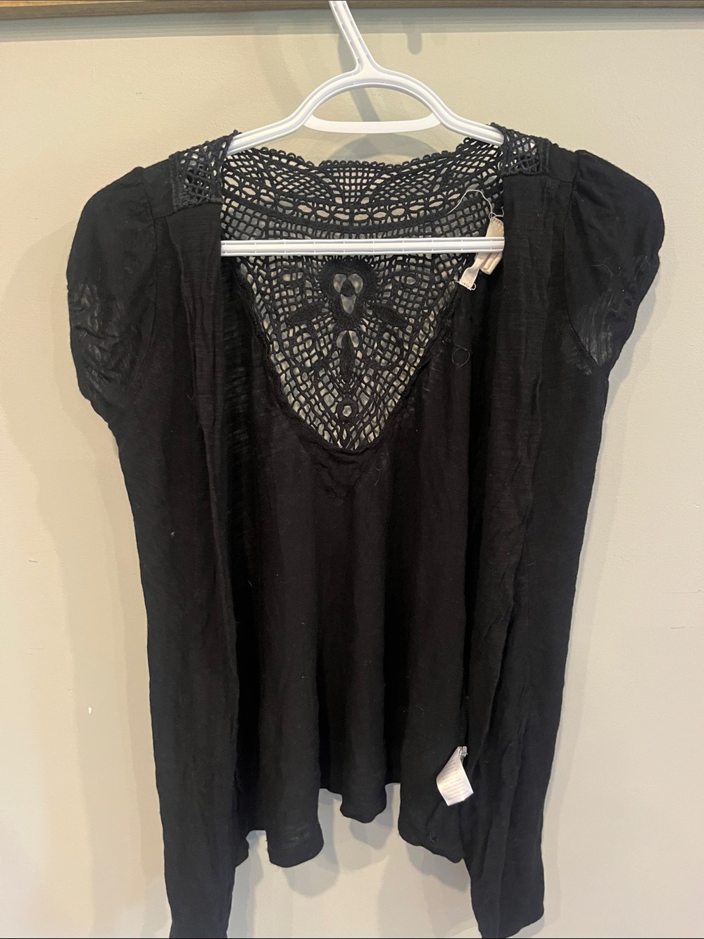 Women's Black Crochet-Back Blouse